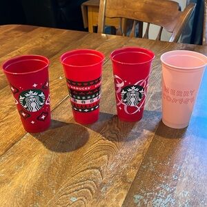 STARBUCKS REUSABLE 4 HOT CUPS - HOLIDAY & CHRISTMAS